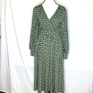 Boden Fixed Wrap Midi Dress in Shady Glade